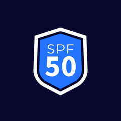 SPF 50, UV, sun protection vector icon