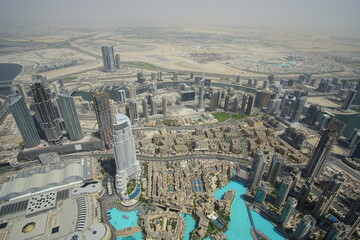 Dubai skyscrapers from above. Incredible Dubai view. Futuristic skyline.