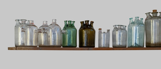 historic glass bottles - obrazy, fototapety, plakaty