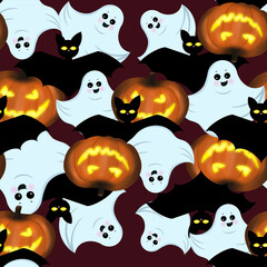 seamless pattern for Halloween with a Ghost