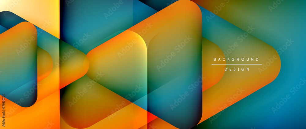 Wall mural triangle shapes geometric abstract background. 3d shadow effects and fluid gradients. modern overlap