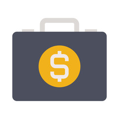 Business & finance, Money briefcase, Flat color icon.