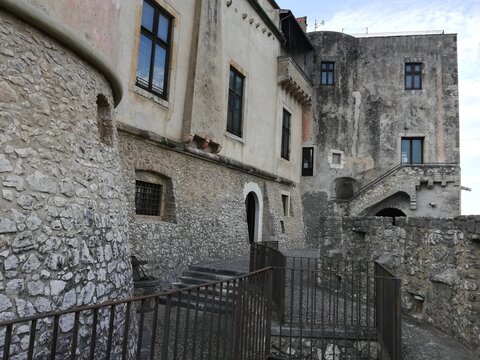 Venafro, Italy - August 7, 2020: The Pandone castle of Venafro
