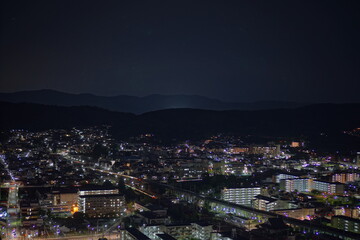 Fototapeta na wymiar Night view of Kyoto seeing from Kyoto Station