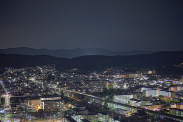 Fototapeta premium Night view of Kyoto seeing from Kyoto Station