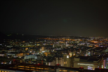 Fototapeta na wymiar Night view of Kyoto seeing from Kyoto Station