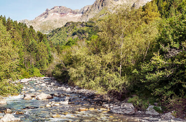 River in the Benasque valley in the Pyrenees mountains