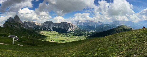 Panoramic view Nature Park Puez Odle –Puez-Geisler and and Sella mountain group