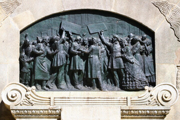 Parma, Emilia Romagna, Italy, detail of the monument dedicated to Giuseppe Verdi musician