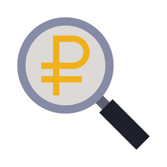 Obraz premium Business & finance, Find ruble money, Flat color icon.