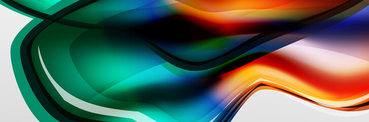 Vector abstract background, flowing liquid style bubble with metallic, color quicksilver chrome texture and color glow effects