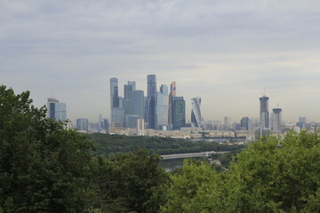 Fototapeta na wymiar Panorama of Moscow with a view of Moscow-City skyscrapers