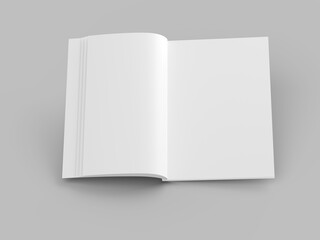 Open magazine with a glued binding. Vertical A4 format.