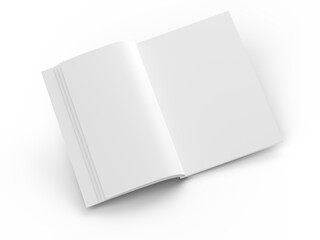 Open magazine with a glued binding. Vertical A4 format.