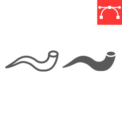 Shofar line and glyph icon, rosh hashanah and holiday, yom kippur sign vector graphics, editable stroke linear icon, eps 10.