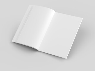 Open magazine with a glued binding. Vertical A4 format.