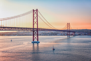 25 de Abril Bridge in Lisbon, Portugal