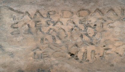 Roman inscription, Gobustan Rock Art Cultural Landscape, World Heritage Site, Unesco, Azerbaijan, Middle East