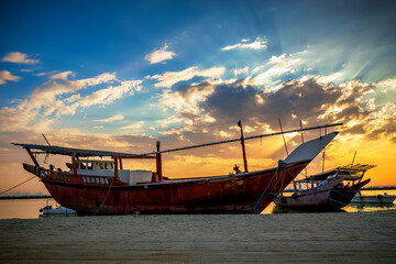 Naklejka premium Wonderful Morning view in Dammam sea side Saudi Arabia.
