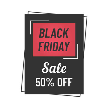 black friday sticker vector illustration. 50 percent off black friday sale promo advertising color vector illustration for annual black friday discounts in shops and online stores