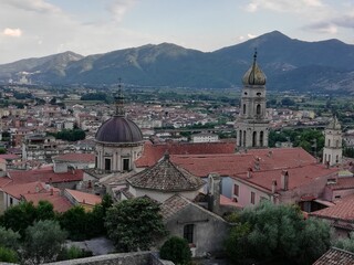 Obraz premium Venafro, Italy - August 7, 2020: panorama of the city of Venafro in the province of Isernia from the top of the Pandone castle