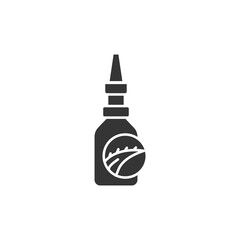 Aloe drops black glyph icon. Drops for nose with aloe extract. Helps with allergies and illnesses. Pictogram for web page, mobile app, promo. UI UX GUI design element