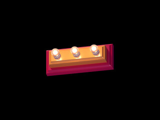 Plastic font with glowing lamps.