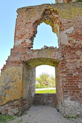 Fototapeta na wymiar Fragment of the ruins of Shaaken Castle, XIII century. Kaliningrad region