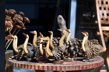 Closeup pic of wood craft in shop