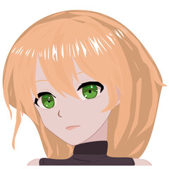 Vector anime characters. Anime girl  in japanese. Anime style, drawn vector illustration.