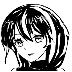 Vector anime characters. Anime girl  in japanese. Anime style, drawn vector illustration.