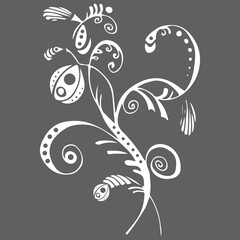 Abstract vector silhouette of hand drawn tropical flower. Floral illustration in sketch style. Summer background with tropical flower for travel or t shirt. Isolated