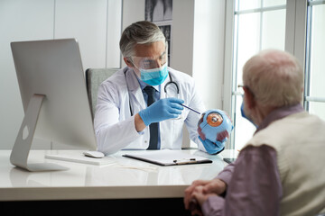 Elderly citizen visiting ophthalmologist for a quick eye check-up