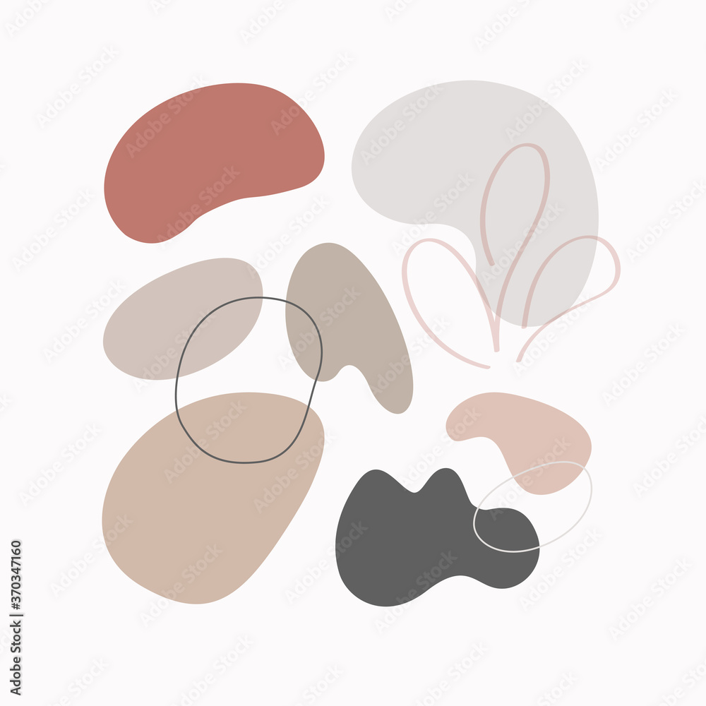 Poster vector set of abstract geometric shapes in flat style on a white background. trendy organic and mini