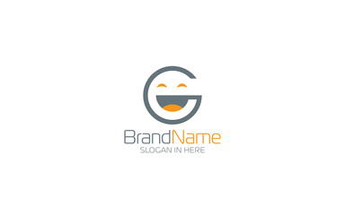 Letter G logo formed with smile symbol in simple and modern shape
