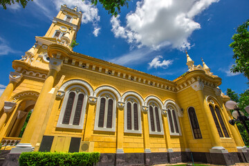 Background of one of the beautiful religious tourist attractions in Ayutthaya province of Thailand (St. Joseph's Church, Ayutthaya) near the Chao Phraya River