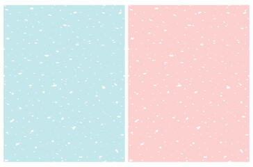 Cute Abstract Spots Seamless Vector Pattern. White Irregular Brush Daubs Isolated on a Light Pink and Pastel Blue Backgrounds. Funny Infantile Style Geometric Prints.