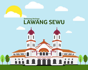 Lawang Sewu (Thousand Doors) Semarang Heritage Illustration Vector Object