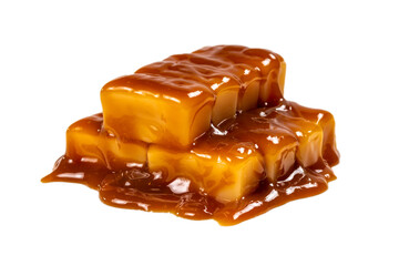 Tasty caramel candy isolated on white background.
