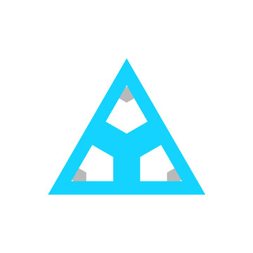 Cartoon triangle logo in flat style isolated on white background. Geometric icon, geo symbol. Vector illustration.  