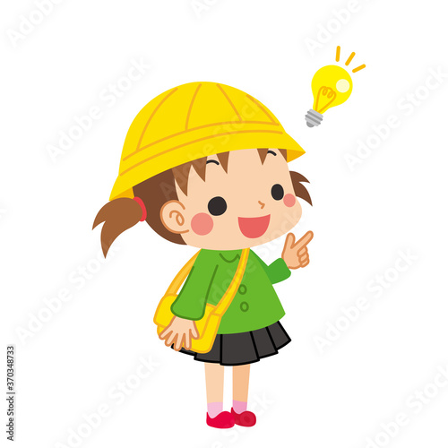 アイデアを閃いた可愛い幼稚園児の女の子 Wall Mural ぽこたぽこ アイデアを閃いた可愛い幼稚園児の女の子 Wall Mural ぽこたぽこ