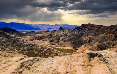 Dramatic clouds above Death Valley at Zabriskie point