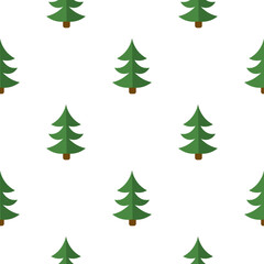 Cute cartoon spruce tree. Coniferous forest seamless pattern. Winter woodland background. Vector illustration.  
