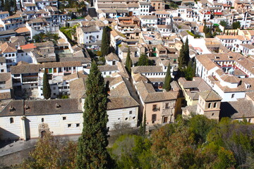 Fototapeta na wymiar View of Granada city from Alhambra castle, Granada, Andalusia, Spain. 