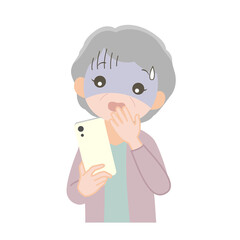 Obraz premium スマホを見て恐怖を感じている女性4_線なし