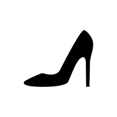 Women shoes icon. Women high-heeled shoes outline vector illustration isolated on white.