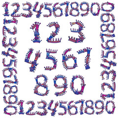 Isolated vector colorful design cartoon set of numbers with crowns in frame