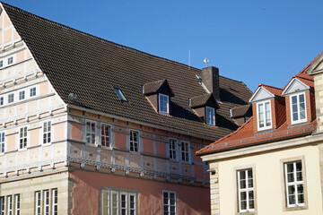 Fototapeta na wymiar Hameln an der Weser mit historischen Fassaden