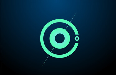 black blue green O alphabet letter logo icon. Design with circle for company and business