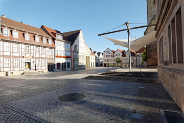 Fototapeta na wymiar Hameln an der Weser Fachwerkhäuser an der Marktkirche